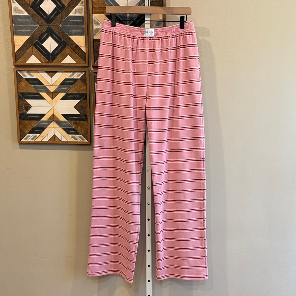PARKE Valentine’s Day Striped Cotton Boxer Pants in Blush Pink size Medium NEW